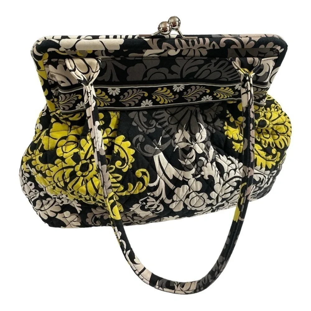 Vera Bradley Satchel Purse Quilted Cotton Chrome Frame Closure